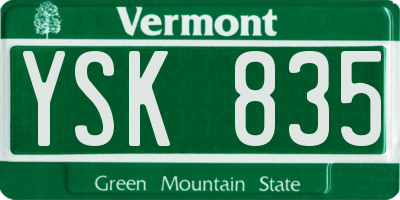 VT license plate YSK835