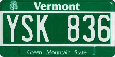VT license plate YSK836