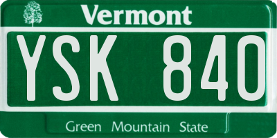 VT license plate YSK840