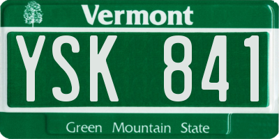VT license plate YSK841