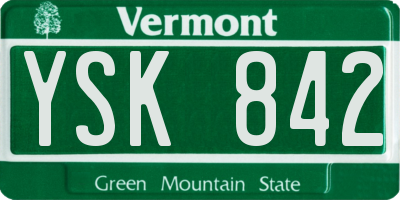 VT license plate YSK842