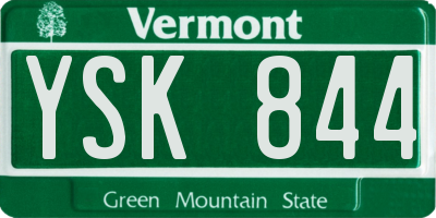 VT license plate YSK844