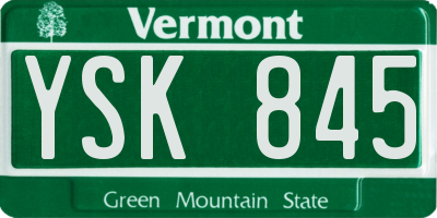 VT license plate YSK845