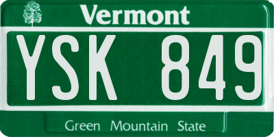 VT license plate YSK849
