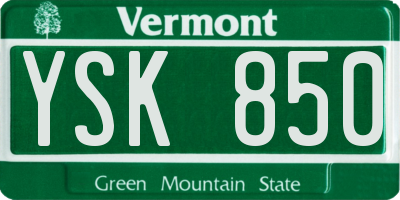 VT license plate YSK850