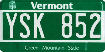 VT license plate YSK852