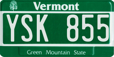 VT license plate YSK855
