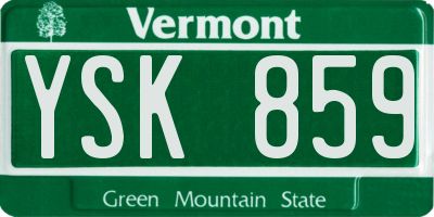 VT license plate YSK859
