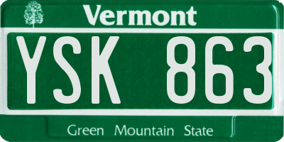 VT license plate YSK863