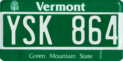 VT license plate YSK864