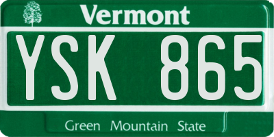 VT license plate YSK865