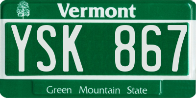 VT license plate YSK867