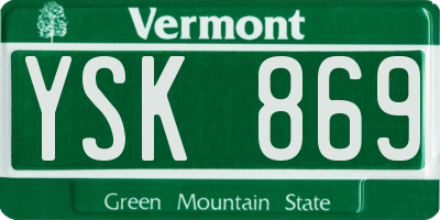 VT license plate YSK869