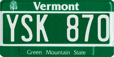 VT license plate YSK870