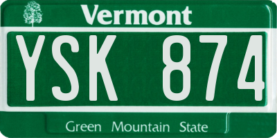 VT license plate YSK874