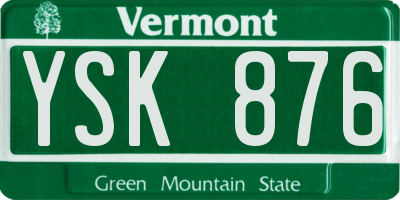 VT license plate YSK876