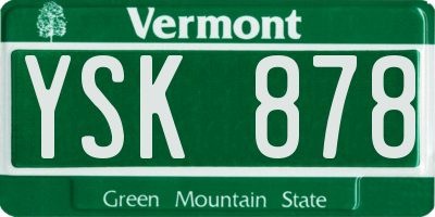 VT license plate YSK878