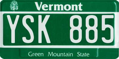 VT license plate YSK885