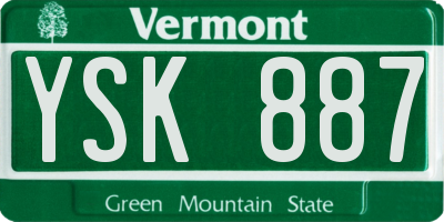 VT license plate YSK887