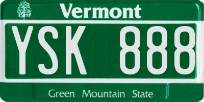 VT license plate YSK888