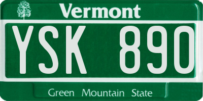 VT license plate YSK890
