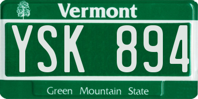 VT license plate YSK894