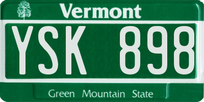 VT license plate YSK898