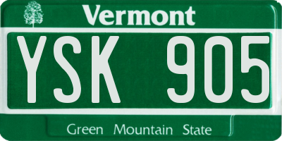 VT license plate YSK905