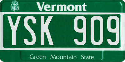 VT license plate YSK909
