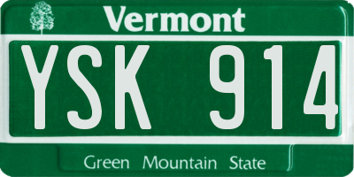 VT license plate YSK914