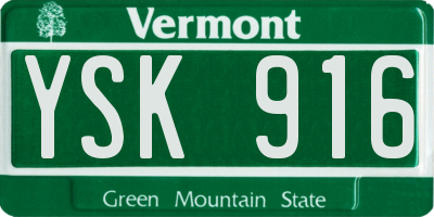 VT license plate YSK916