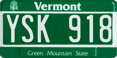 VT license plate YSK918