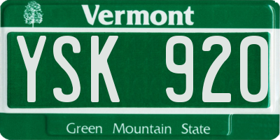 VT license plate YSK920