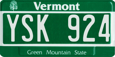 VT license plate YSK924