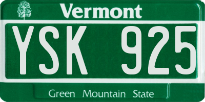 VT license plate YSK925