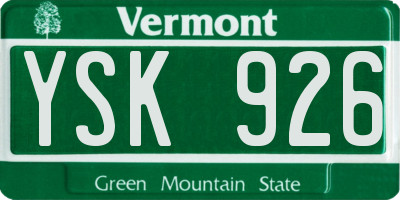 VT license plate YSK926