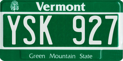 VT license plate YSK927