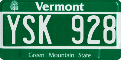VT license plate YSK928