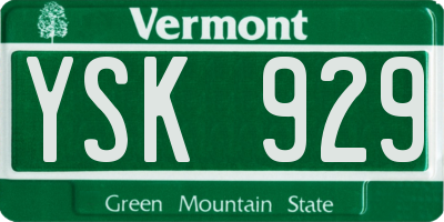 VT license plate YSK929