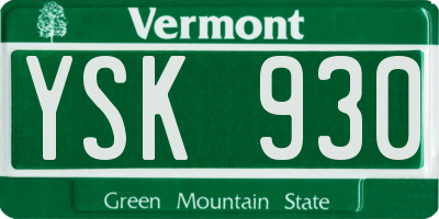VT license plate YSK930