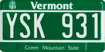 VT license plate YSK931