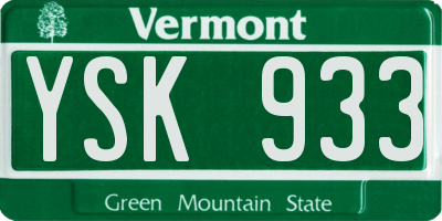 VT license plate YSK933