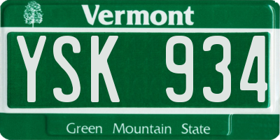 VT license plate YSK934