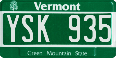 VT license plate YSK935