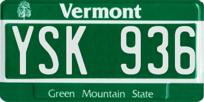 VT license plate YSK936