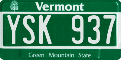 VT license plate YSK937