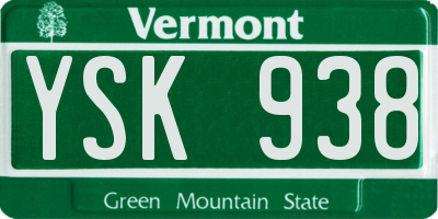 VT license plate YSK938