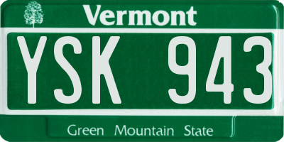 VT license plate YSK943