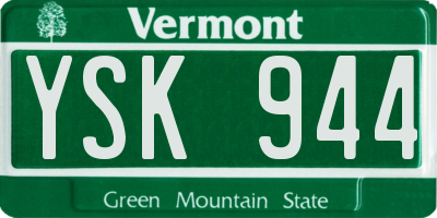 VT license plate YSK944