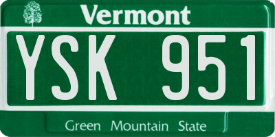 VT license plate YSK951